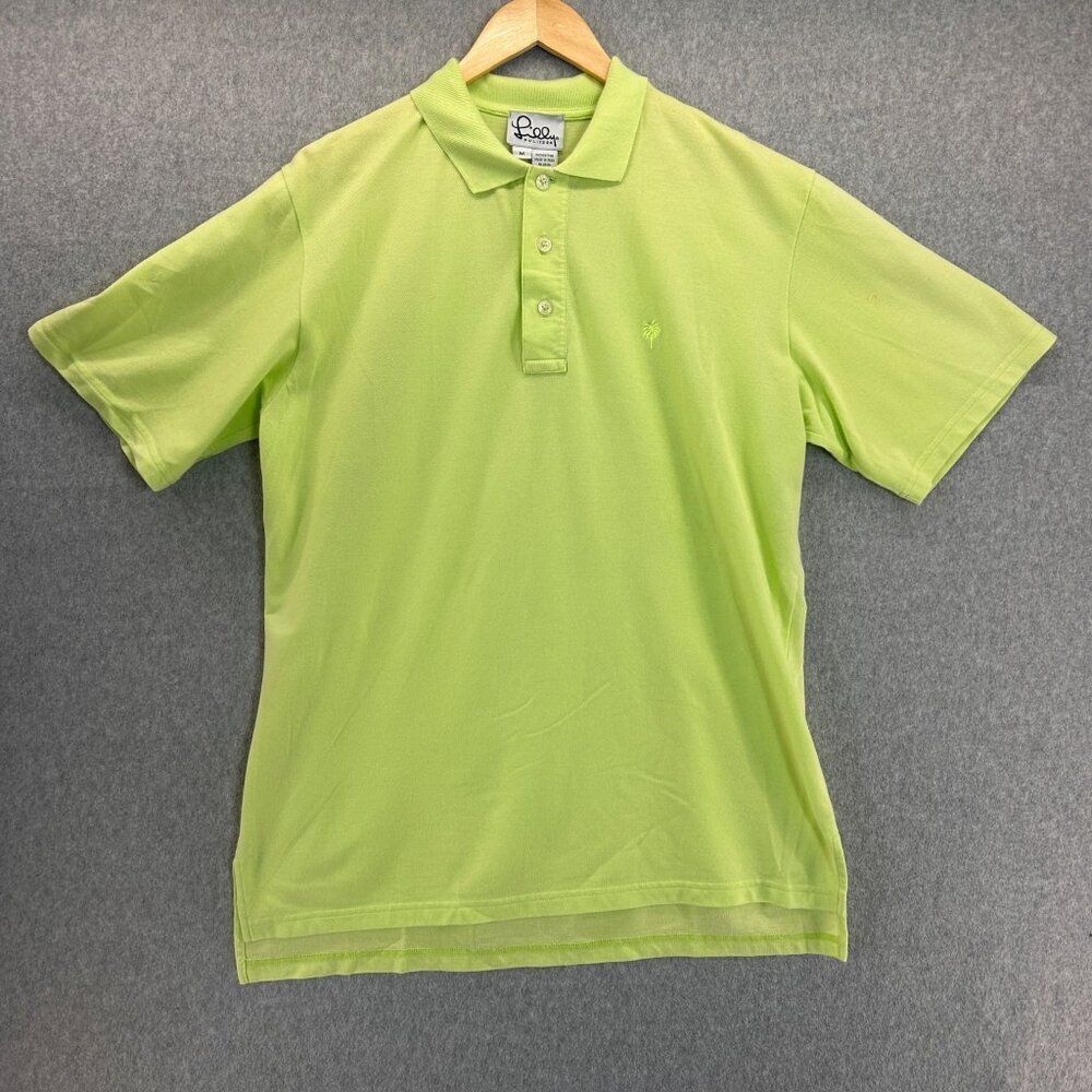 Men's Lilly Pulitzer 90s Vintage‎ Polo Shirt Muted Lime Green Palm Size Medium